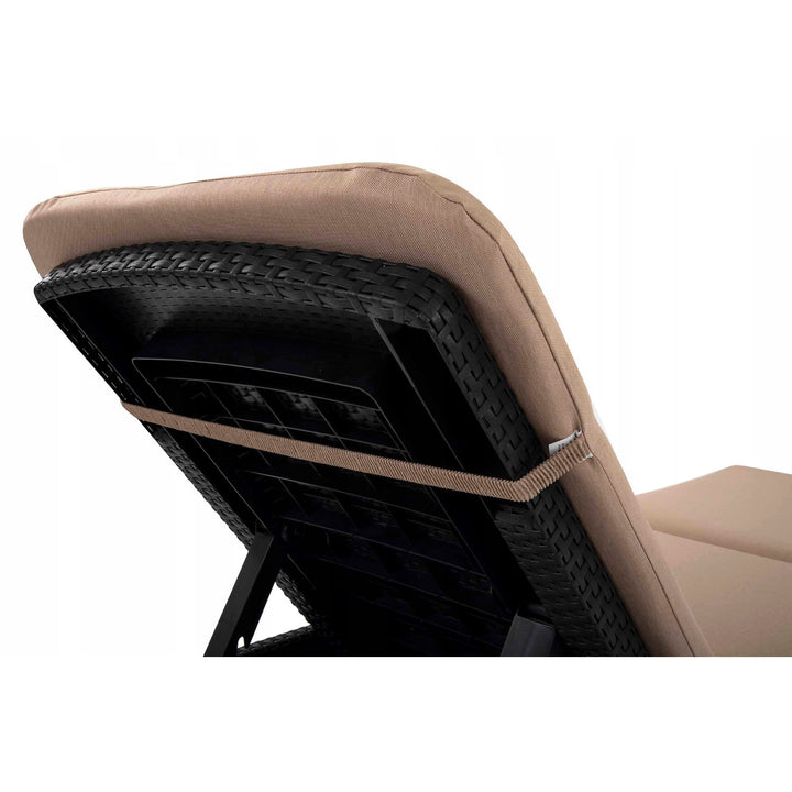 Jaipur lounge chair cushion, beige, S-550 melange fabric, size 190x60 cm, two fastening systems, waterproof, fully machine washable, S-21 melange, 2 pieces