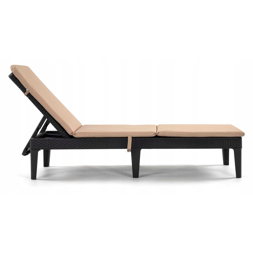 Jaipur lounge chair cushion, beige, S-550 melange fabric, size 190x60 cm, two fastening systems, waterproof, fully machine washable, S-21 melange, 3 pieces