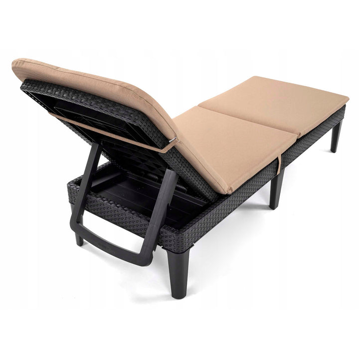 Jaipur lounge chair cushion, beige, S-550 melange fabric, size 190x60 cm, two fastening systems, waterproof, fully machine washable, S-21 melange, 3 pieces