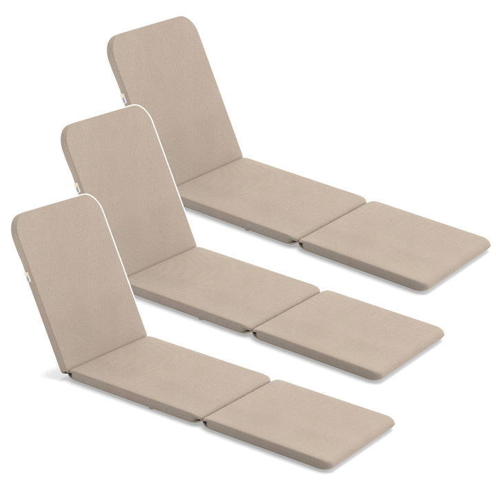 Jaipur lounge chair cushion, beige, S-550 melange fabric, size 190x60 cm, two fastening systems, waterproof, fully machine washable, S-21 melange, 3 pieces
