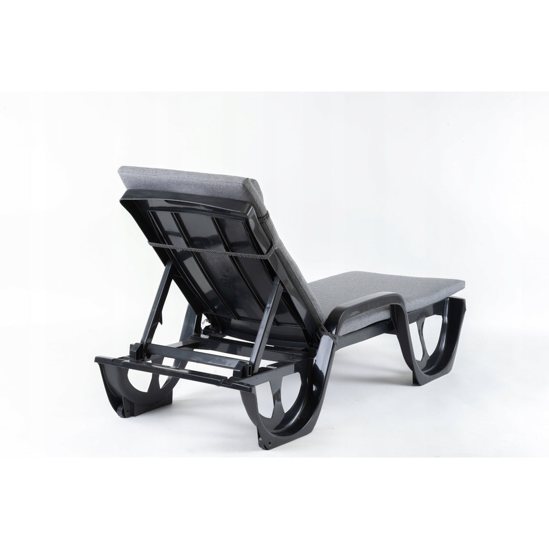 Madera Deck Chair Cushion, gray, S-550 melange fabric, size 190x55 cm, secured with an elastic strap, waterproof, S-23 melange, 2 pieces