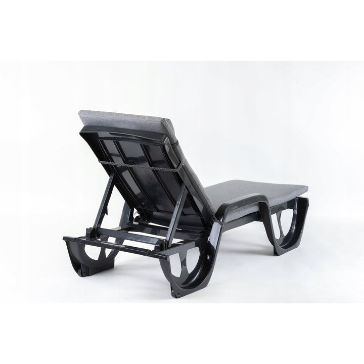 Madera Deck Chair Cushion, gray, S-550 melange fabric, size 190x55 cm, secured with an elastic strap, waterproof, S-23 melange, 2 pieces