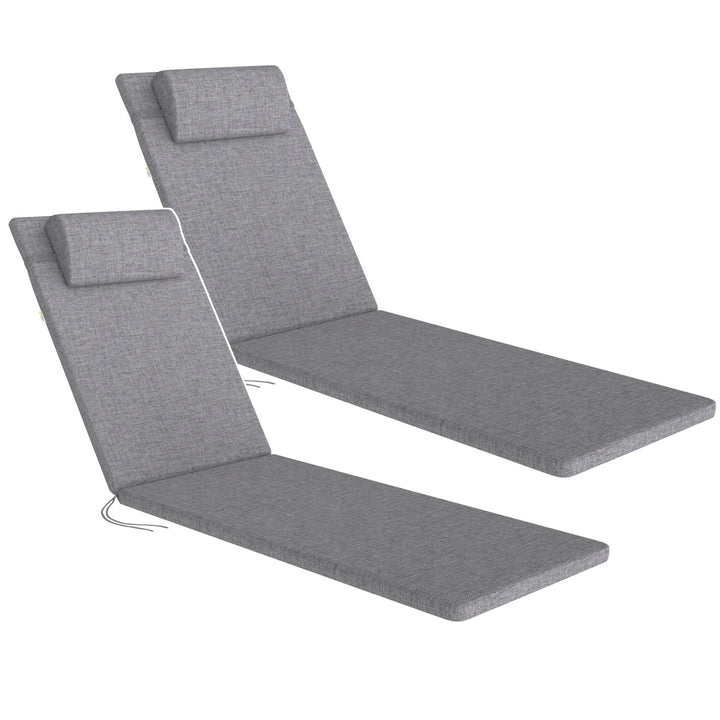 Madera Deck Chair Cushion, gray, S-550 melange fabric, size 190x55 cm, secured with an elastic strap, waterproof, S-23 melange, 2 pieces