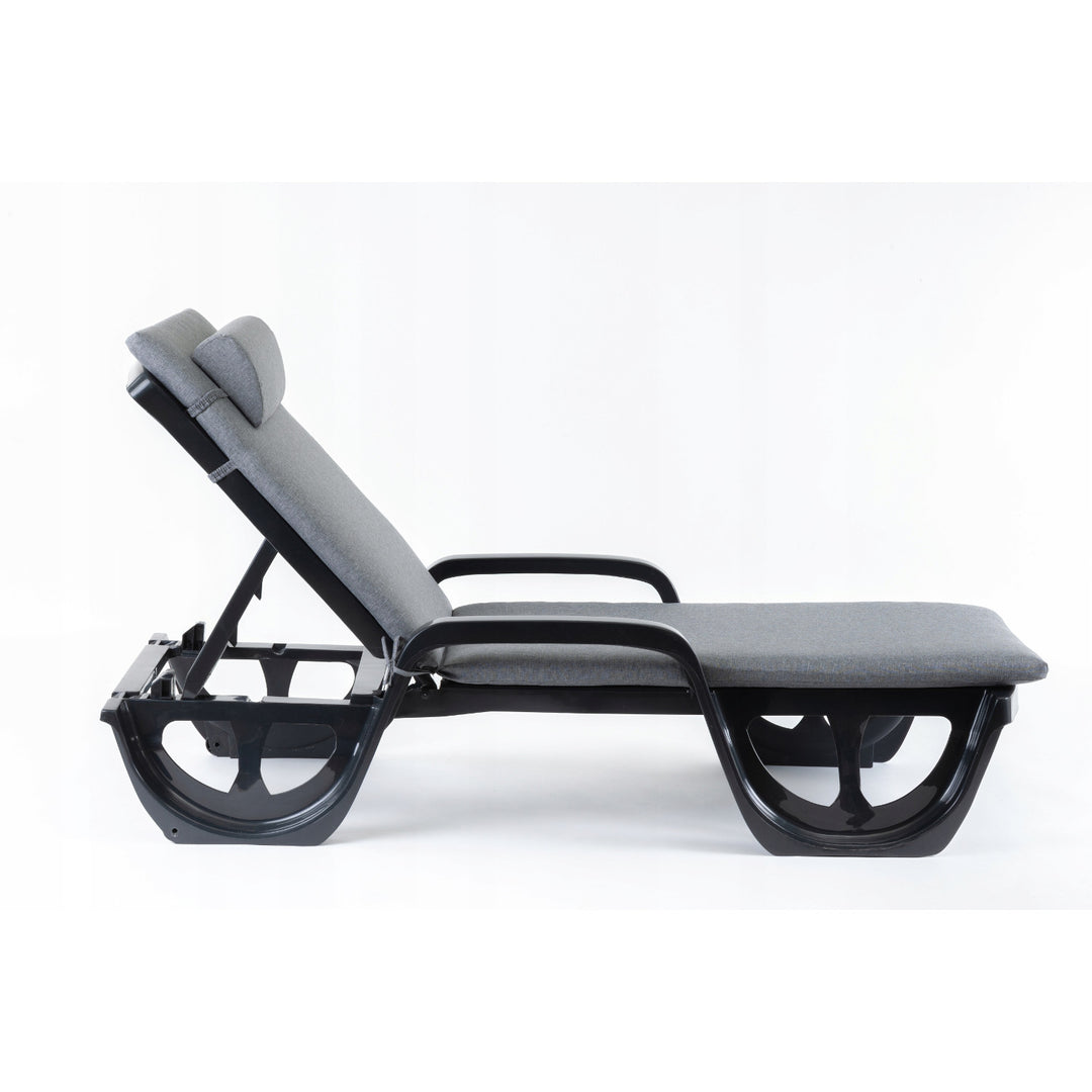 Madera Deck Chair Cushion, gray, S-550 melange fabric, size 190x55 cm, secured with an elastic strap, waterproof, S-23 melange, 3 pieces