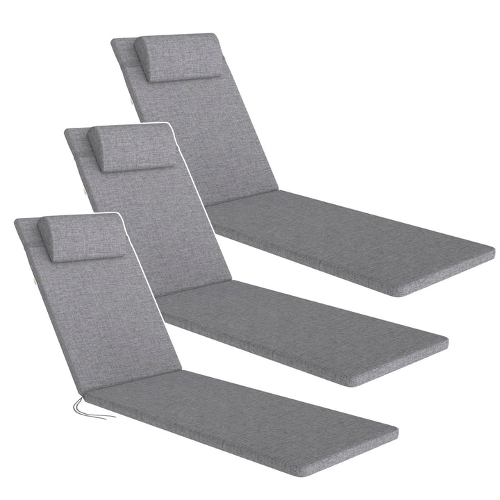 Madera Deck Chair Cushion, gray, S-550 melange fabric, size 190x55 cm, secured with an elastic strap, waterproof, S-23 melange, 3 pieces