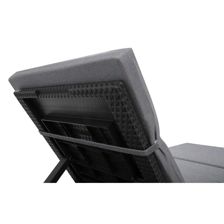 Daytona Deck Chair Cushion, gray, S-550 Melange fabric, size 192x64 cm, secured with an elastic strap, waterproof, Melange S-23, 2 pieces