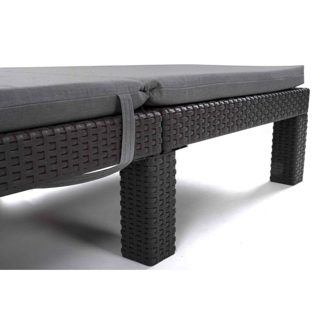 Daytona Deck Chair Cushion, gray, S-550 Melange fabric, size 192x64 cm, secured with an elastic strap, waterproof, Melange S-23, 2 pieces