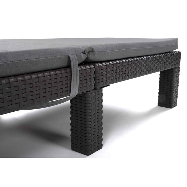 Daytona Deck Chair Cushion, gray, S-550 Melange fabric, size 192x64 cm, secured with an elastic strap, waterproof, Melange S-23, 2 pieces