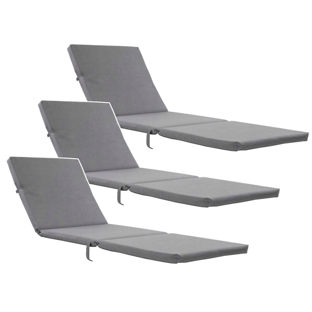 Daytona Deck Chair Cushion, gray, S-550 Melange fabric, size 192x64 cm, secured with an elastic strap, waterproof, Melange S-23, 3 pieces