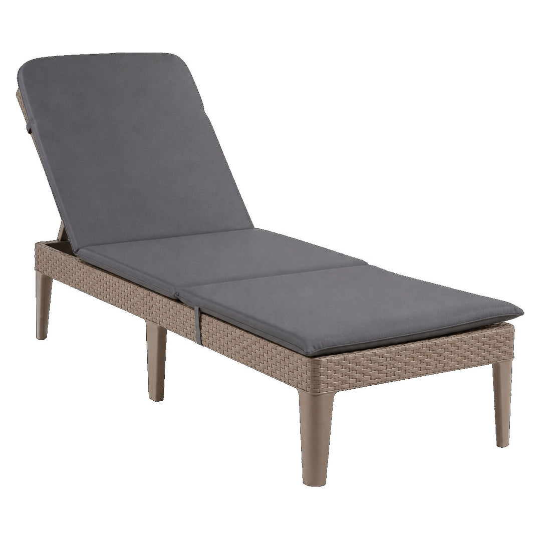 Jaipur Sun Lounger Adjustable Garden Lounger, Cappuccino + Jaipur Lounger Cushion, Dark Gray, S-500 Fabric, Size 190x60 cm