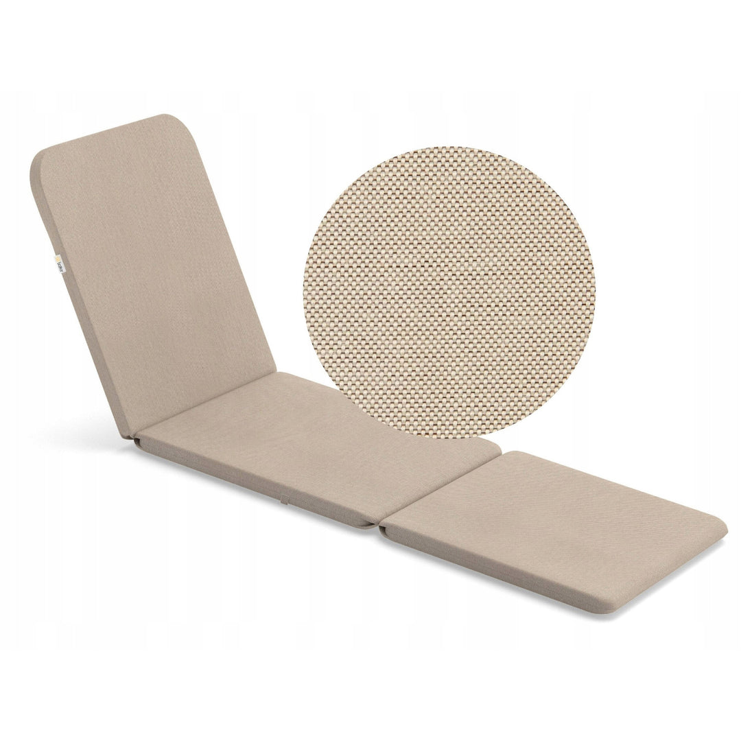 Jaipur Sun Lounger Adjustable Garden Lounge Chair, Cappuccino + Jaipur Lounge Chair Cushion, Beige, S-550 Melange Fabric, Size 190x60 cm