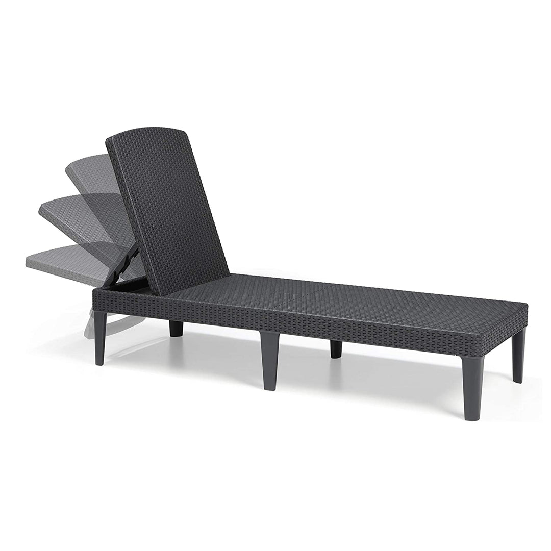 Jaipur Sun Lounger Adjustable Garden Lounge Chair, Graphite + Jaipur Lounge Chair Cushion, Dark Gray, S-500 Fabric, Size 190x60 cm