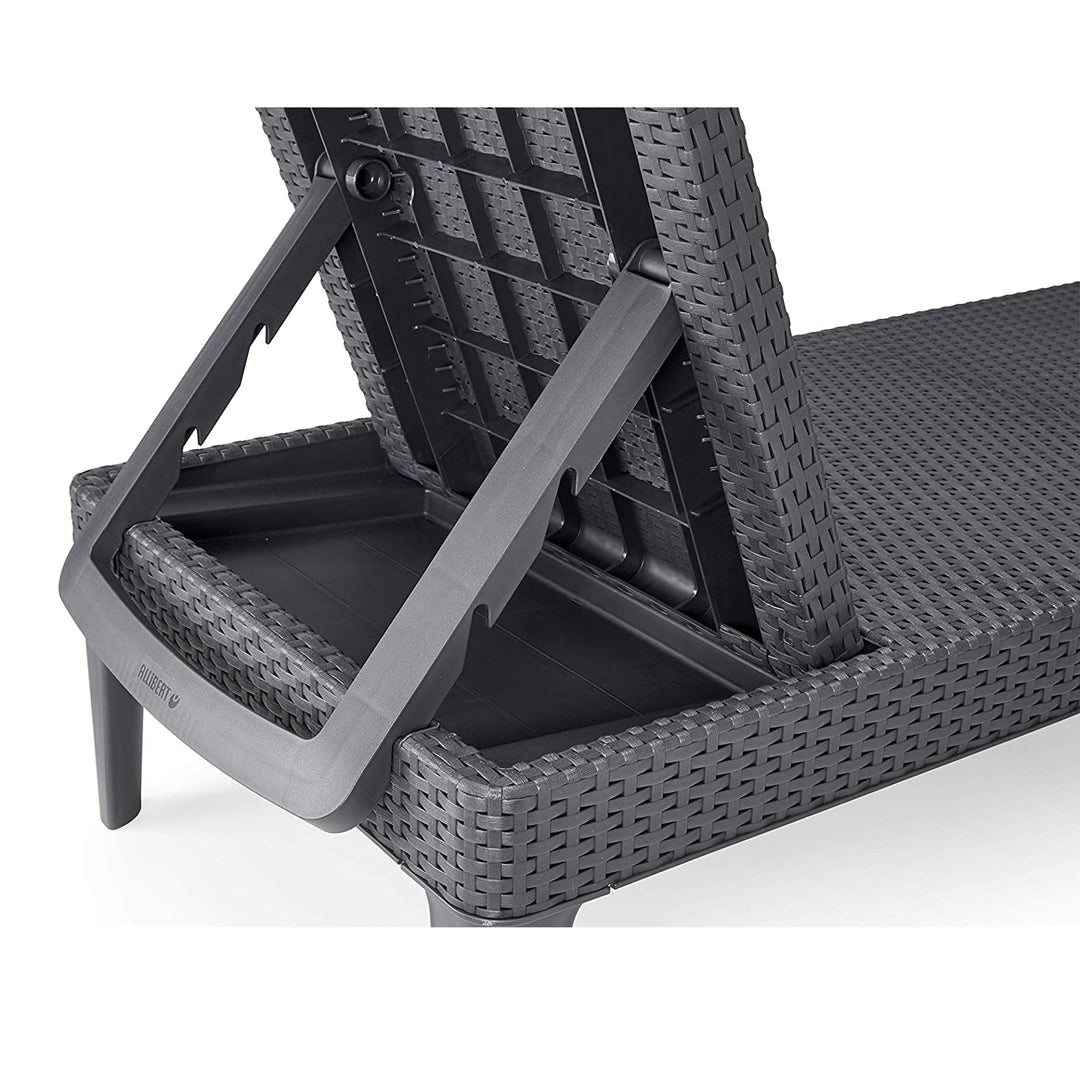 Jaipur Sun Lounger Adjustable Garden Lounge Chair, Graphite + Jaipur Lounge Chair Cushion, Dark Gray, S-500 Fabric, Size 190x60 cm