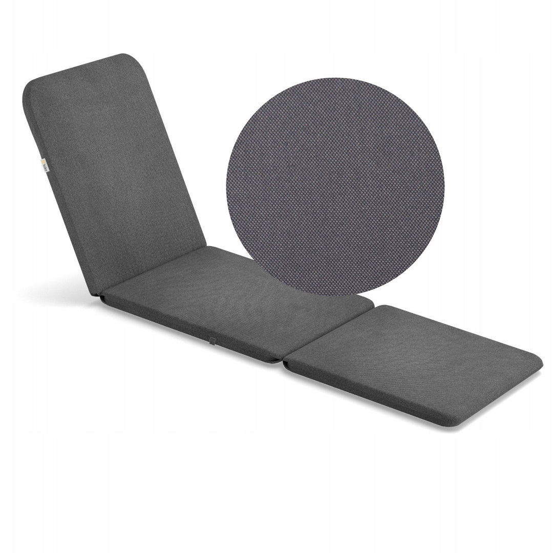 Jaipur Sun Lounger Adjustable Garden Lounge Chair, Graphite + Jaipur Lounge Chair Cushion, Dark Gray, S-500 Fabric, Size 190x60 cm