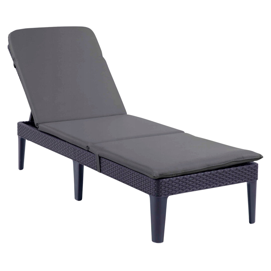 Jaipur Sun Lounger Adjustable Garden Lounge Chair, Graphite + Jaipur Lounge Chair Cushion, Dark Gray, S-500 Fabric, Size 190x60 cm