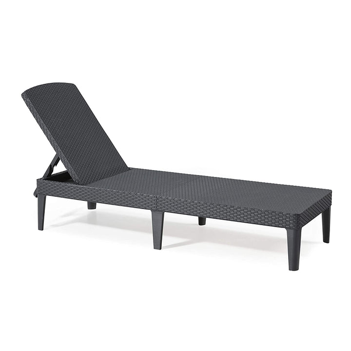 Jaipur Sun Lounger Adjustable Garden Lounge Chair, Graphite + Jaipur Lounge Chair Cushion, Beige, S-550 Melange Fabric, Size 190x60 cm