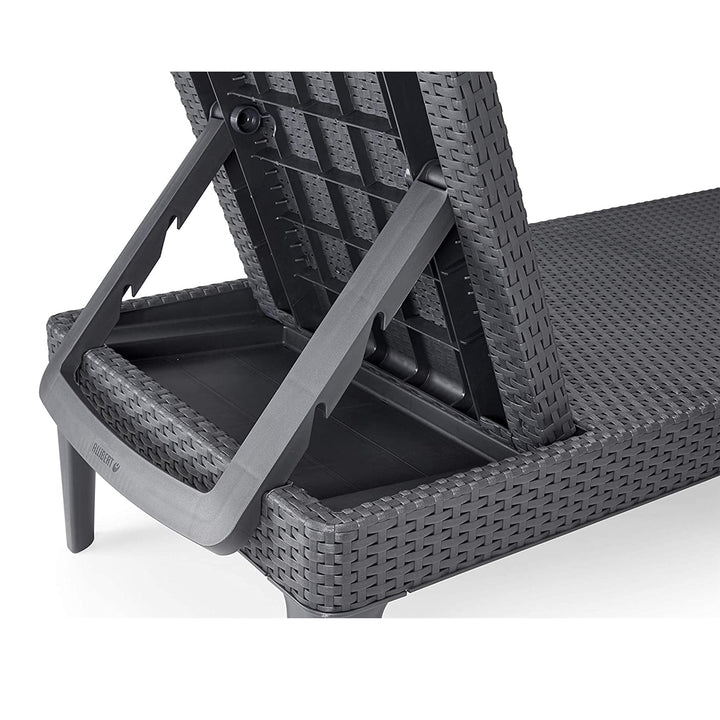 Jaipur Sun Lounger Adjustable Garden Lounge Chair, Graphite + Jaipur Lounge Chair Cushion, Beige, S-550 Melange Fabric, Size 190x60 cm