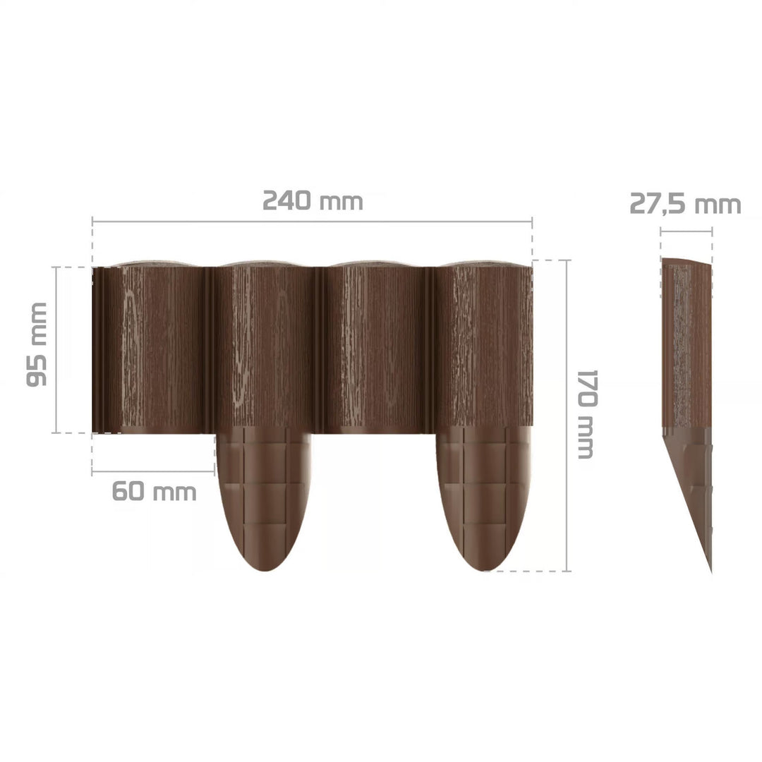 Cellfast Garden Fence, wood-grain finish, frost-resistant, 14.4 m long, brown, 34-031