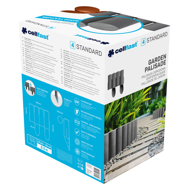 Cellfast Garden Fence, wood-grain finish, frost-resistant, 13.8 m long, brick-red, 34-043