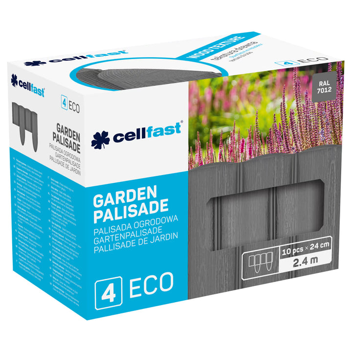 Cellfast Garden Fence, wood-grain finish, frost-resistant, 21.6 m long, graphite color, 34-054