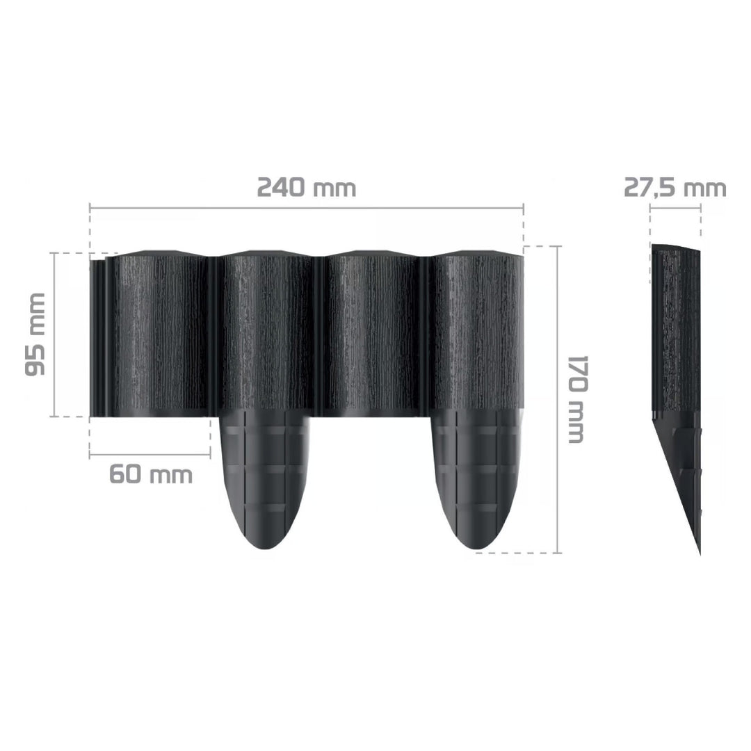 Cellfast Garden Fence, wood-grain texture, frost-resistant, 7.2 m long, anthracite color, 34-032