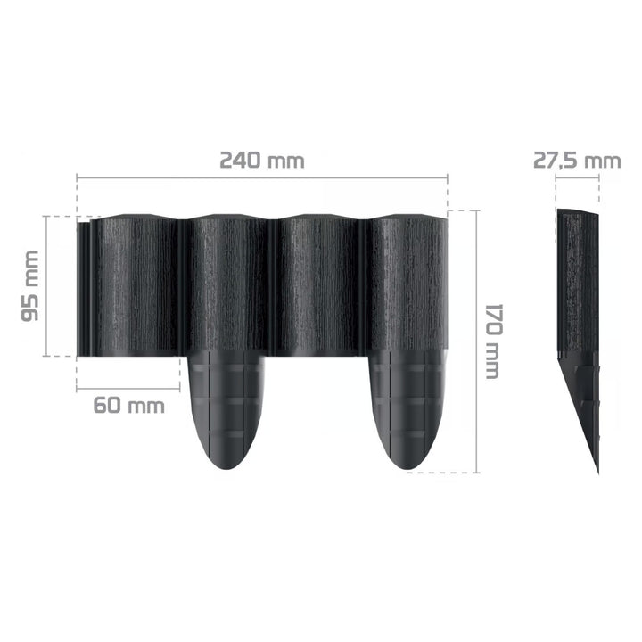 Cellfast Garden Fence, wood-grain texture, frost-resistant, 7.2 m long, anthracite color, 34-032