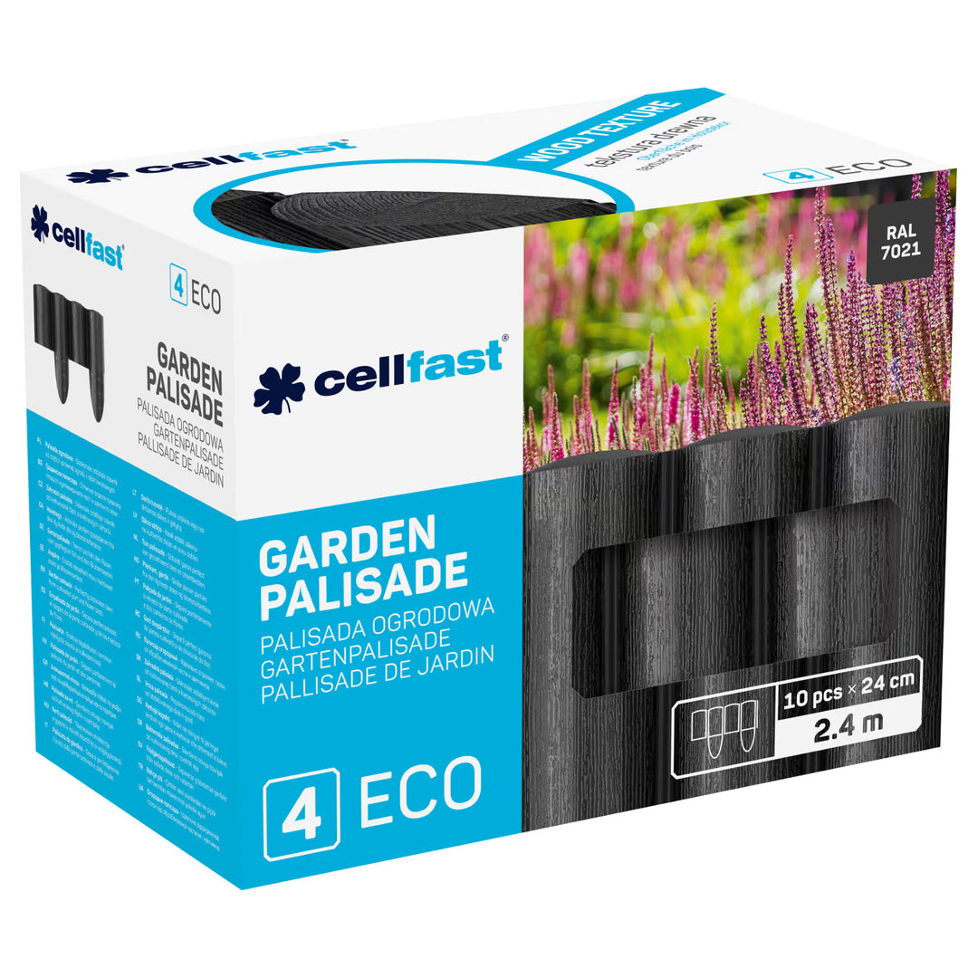 Cellfast Garden Fence, wood-grain texture, frost-resistant, 14.4 m long, anthracite color, 34-032