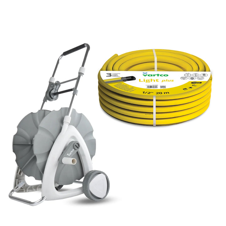 Garden Hose Cart + Vartco Light Plus 1/2" 20m Garden Hose by Agaplast