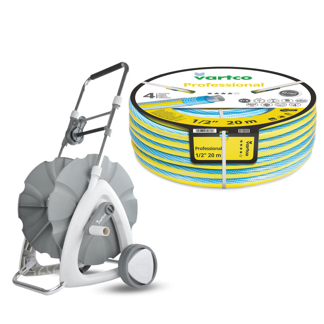 1/2" 45m Garden Hose Cart + Vartco Professional 1/2" 20m Garden Hose by Agaplast