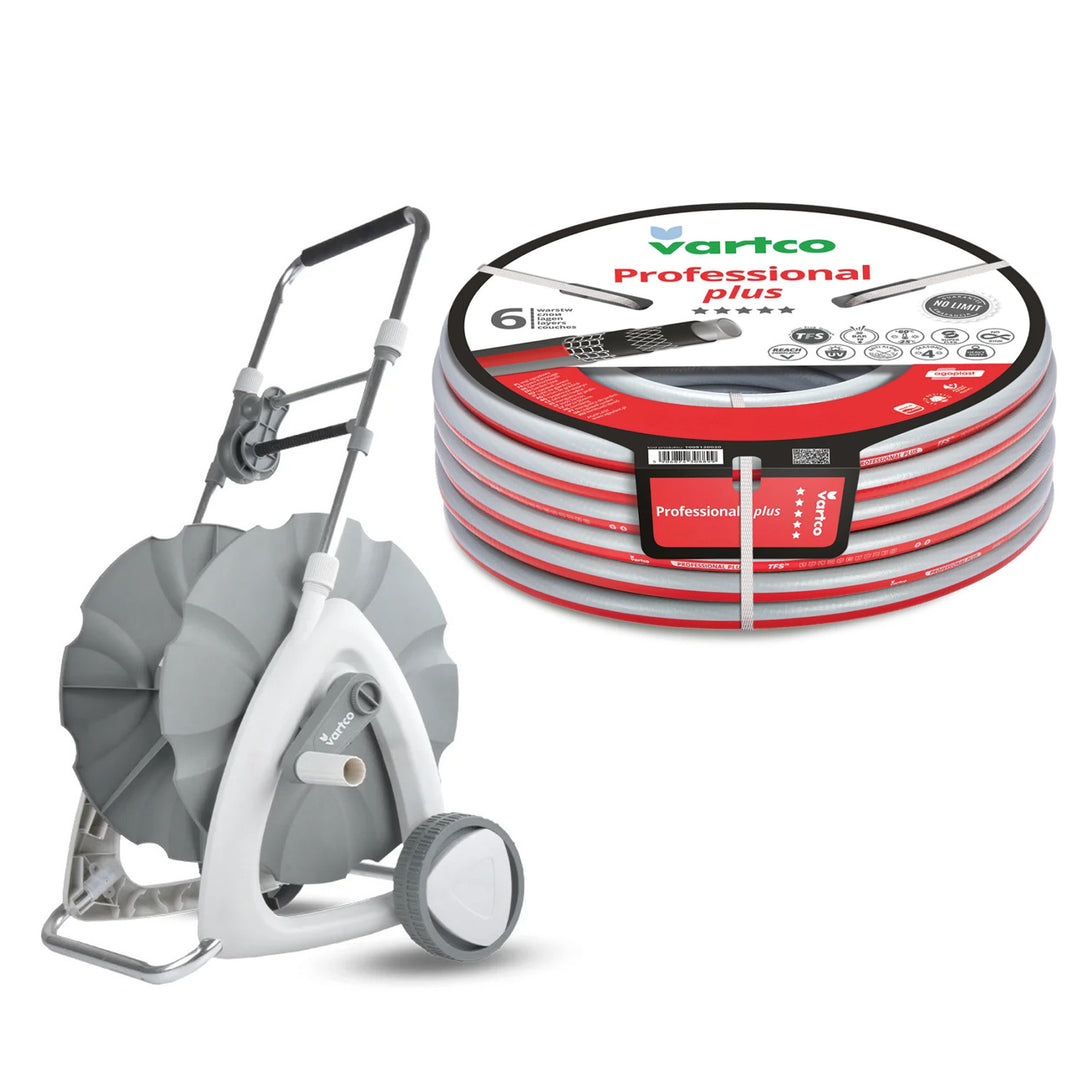 1/2" 45m Garden Hose Cart + Vartco Professional Plus 1/2" 30m Garden Hose by Agaplast