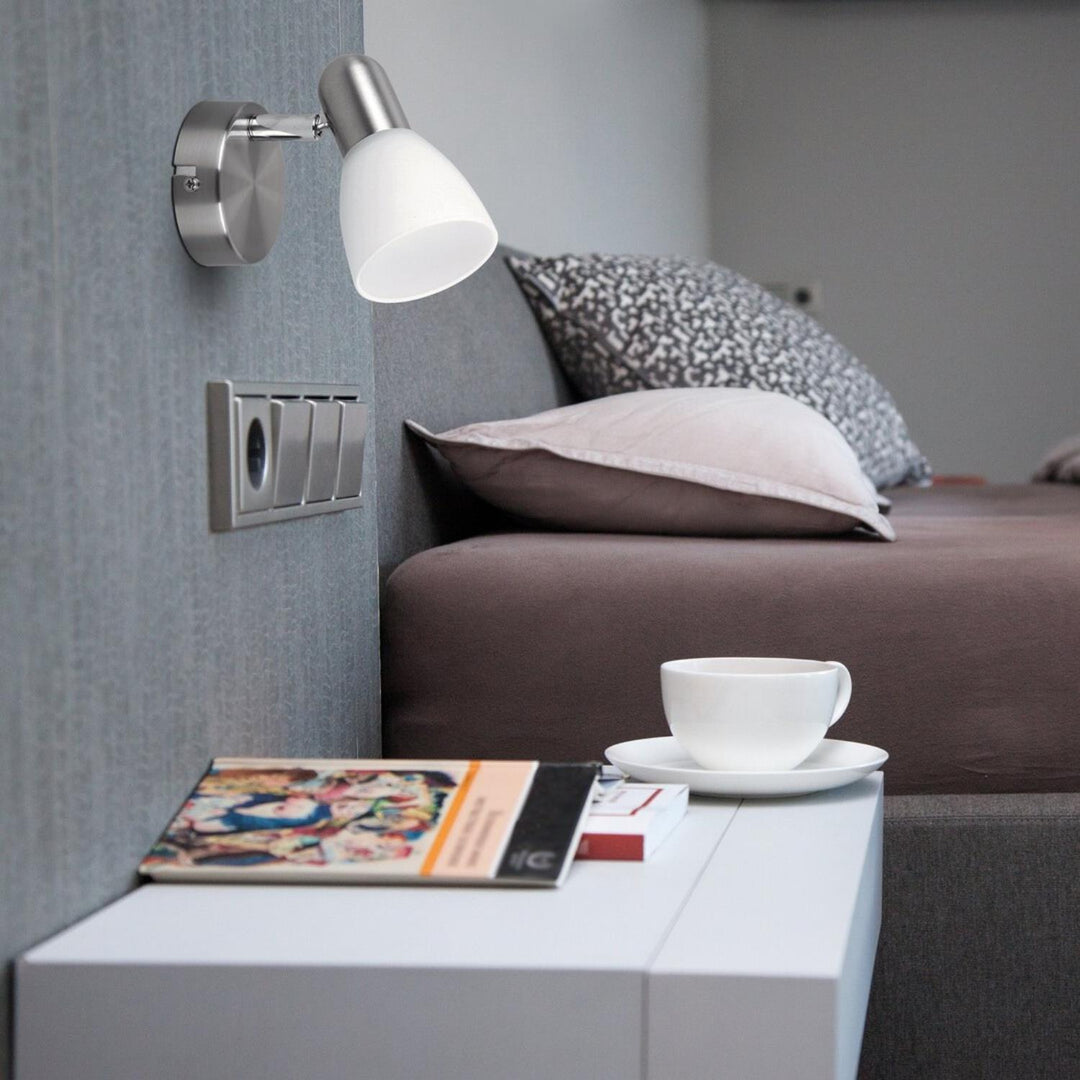 Soma E14 Spot Lamp, max. 40W, Satin Chrome Opal 6301, 2 pieces