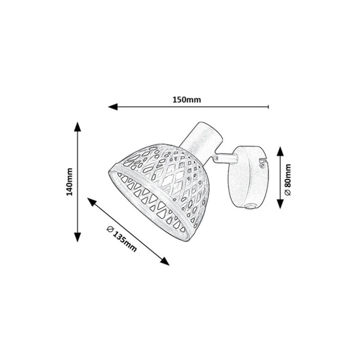 Rabalux Rattan Wall Sconce, E14 socket, max 15W, 3133