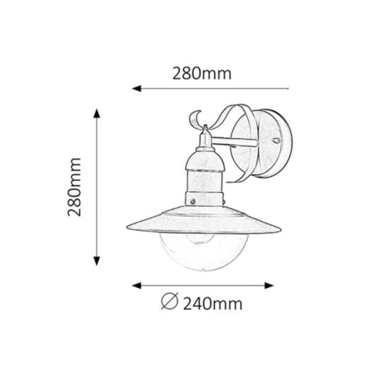 Rabalux Oslo Outdoor Wall Sconce, Gold, E27, max. 60W, IP43, 230 V, 2 pieces