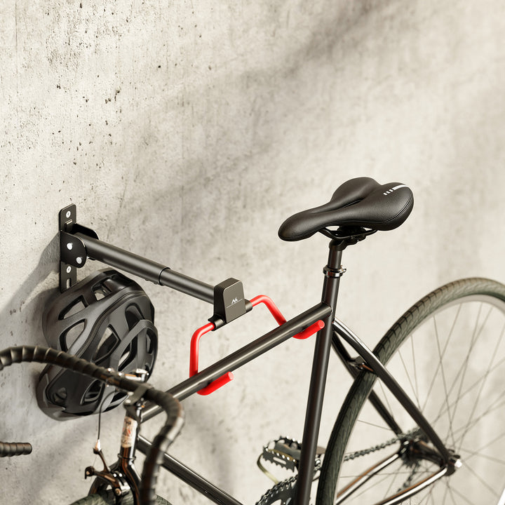 Maclean Horizontal Wall-Mounted Bike Rack, steel, max. load 30 kg, adjustable angle, MC-172, 2 pieces