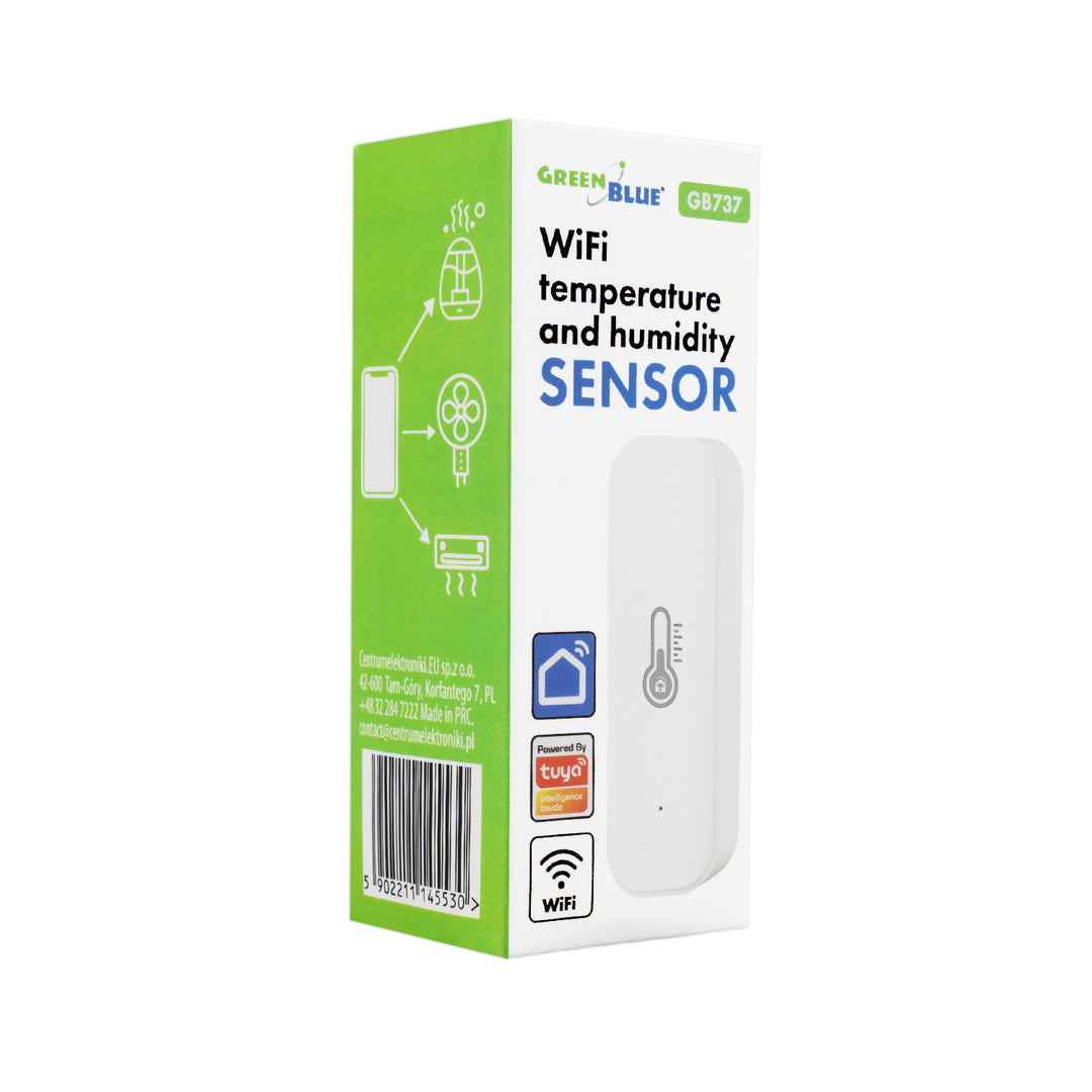 GreenBlue WiFi Temperature and Humidity Sensor, Android/iOS/Alexa/Google Home, 3.0V DC, LR03x2, GB737 (2 pieces) + 4x Varta Industrial 4003 AAA alkaline batteries