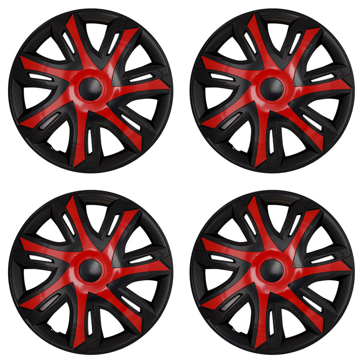 NRM N-Power 14'' Universal Car Hubcaps, Red/Black, Set of 4