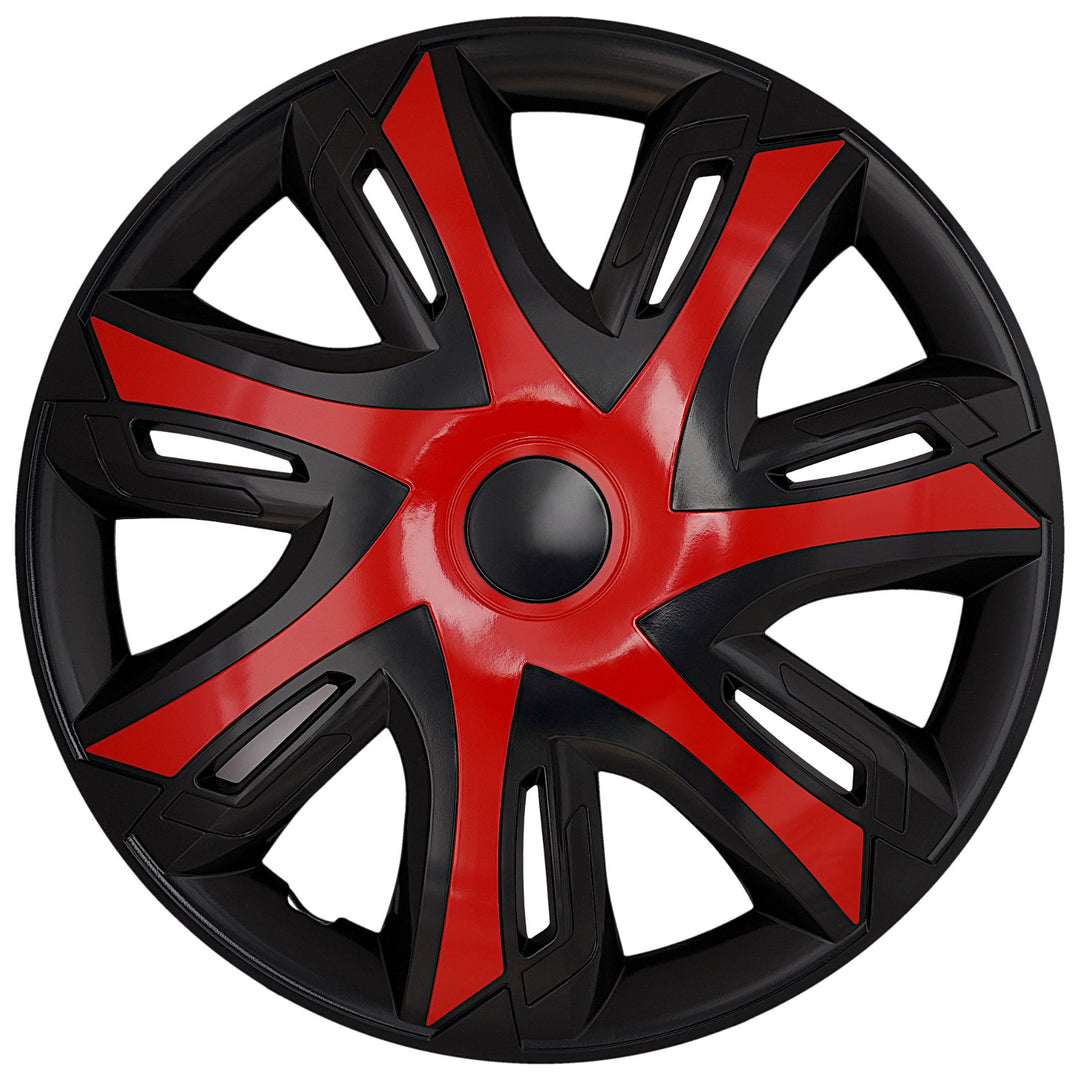 NRM N-Power 14'' Universal Car Hubcaps, Red/Black, Set of 4