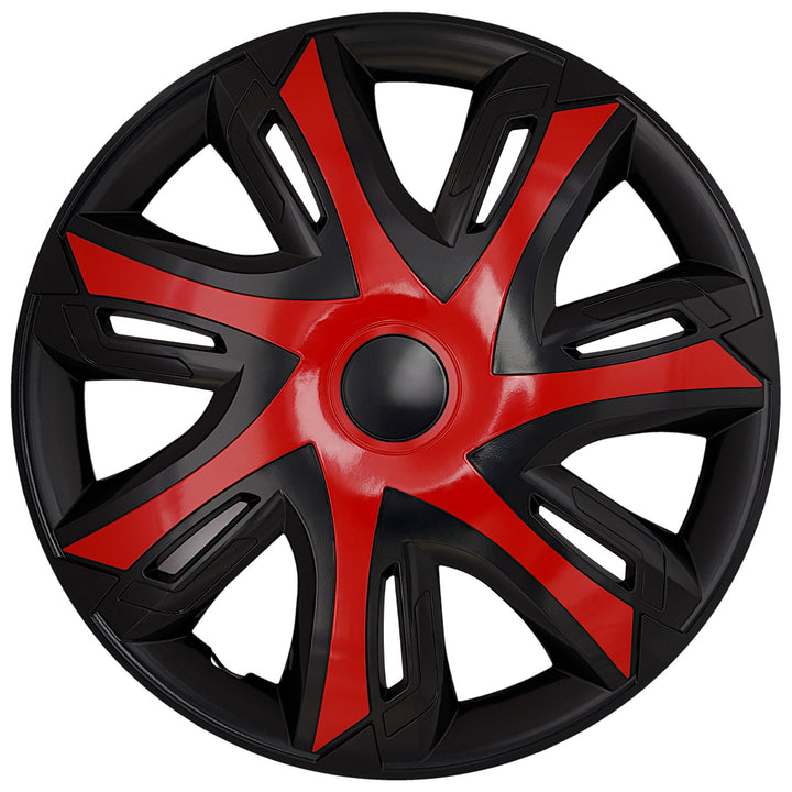 NRM N-Power 14'' Universal Car Hubcaps, Red/Black, Set of 4
