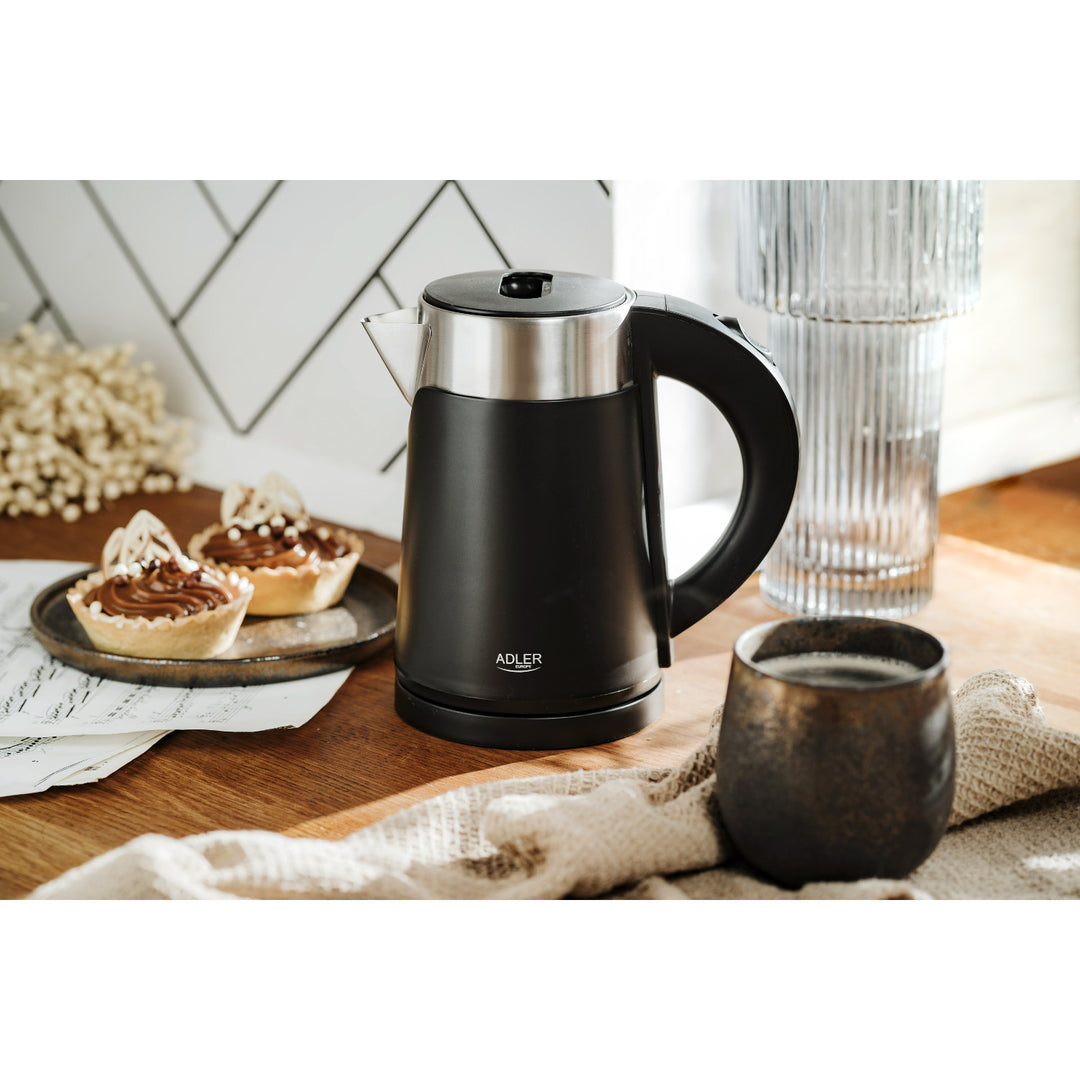 Adler Electric Kettle, Metal, 0.6 L, Quiet, 800 W, Black. AD 1372