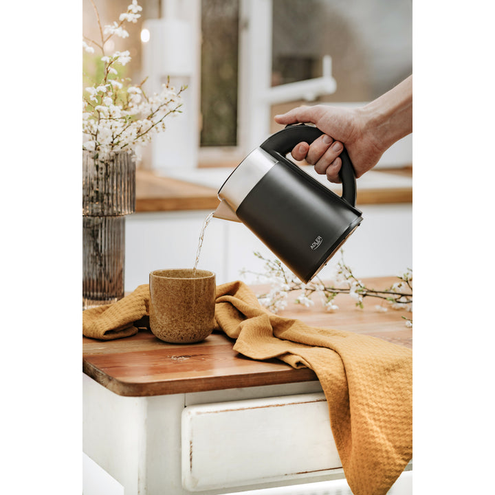 Adler Electric Kettle, Metal, 0.6 L, Quiet, 800 W, Black. AD 1372