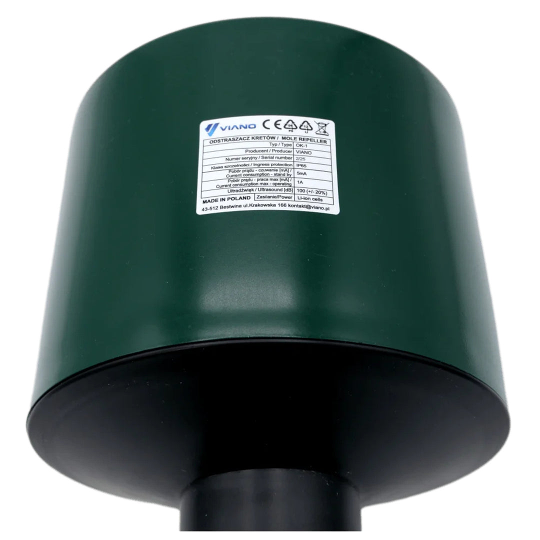 Professional acoustic repeller for moles and voles, 4400 mAh battery, IP65, Viano OK1