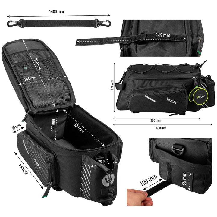 Bag, rear bike pannier for the rack, 12-liter capacity, waterproof, Vayox