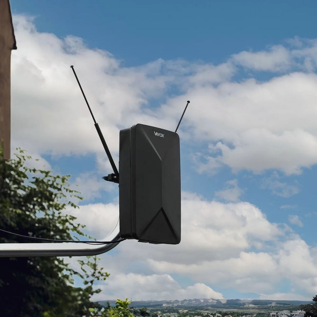Active antenna, indoor, outdoor, DVB-T2, 4K terrestrial TV, Vayox