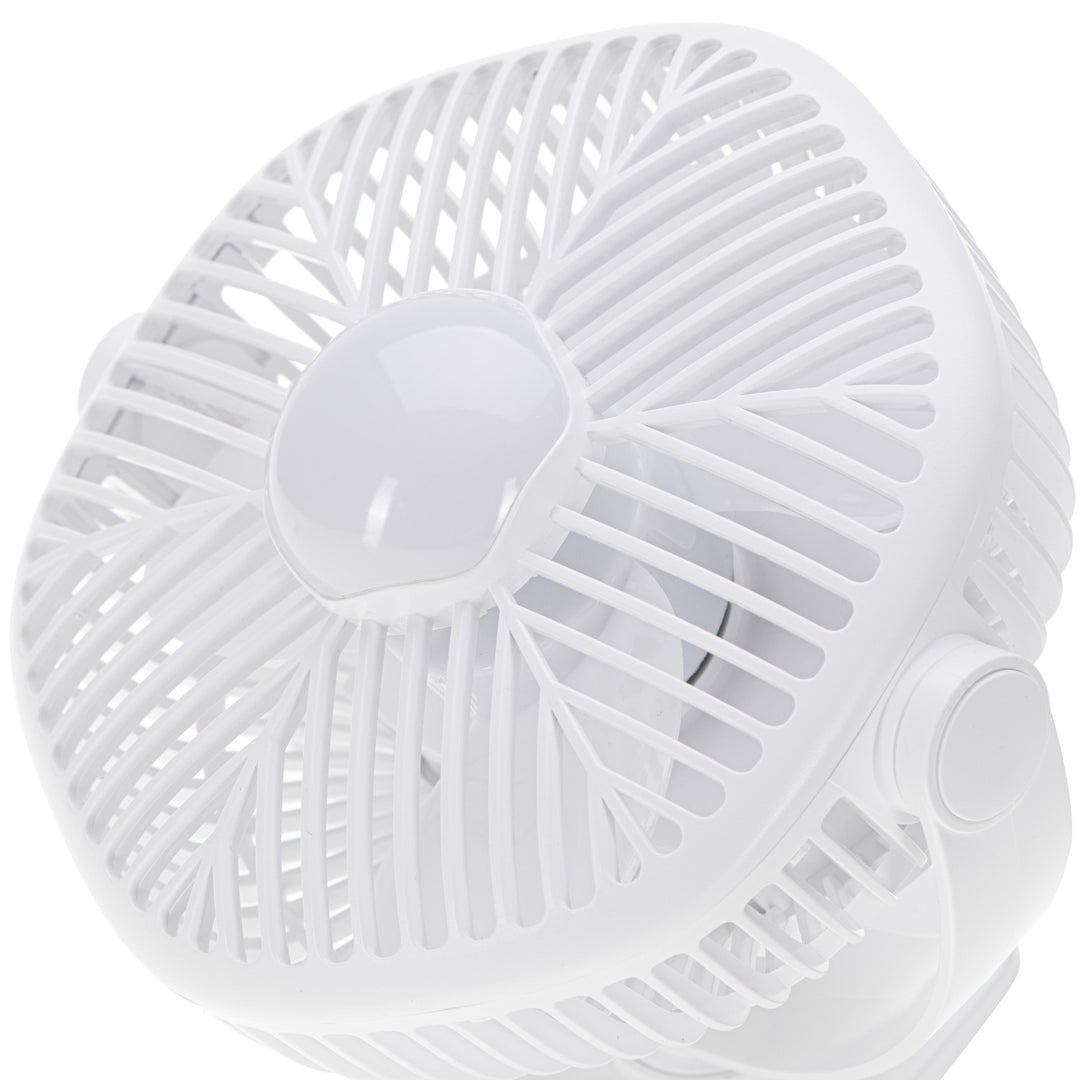 5"/12.7 cm Rechargeable Fan with Clip - USB / LED, AD 7335, Adler