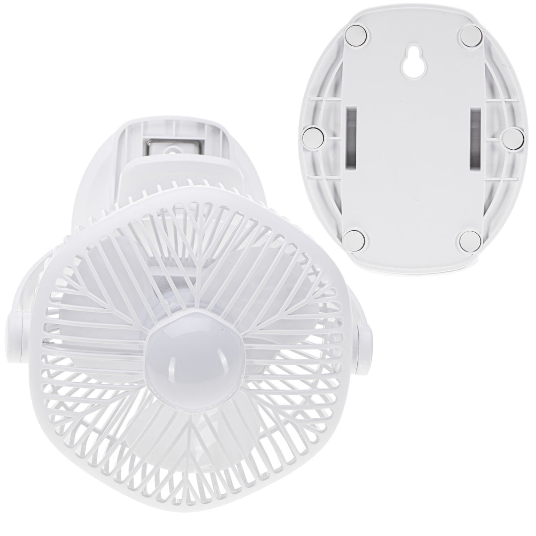 5"/12.7 cm Rechargeable Fan with Clip - USB / LED, AD 7335, Adler