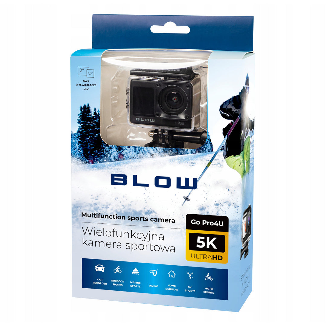 Pro4U 5K Blow Action Camera, 5K Ultra HD quality, 20 megapixels, 160° wide-angle lens, waterproof, remote control, 78-568#