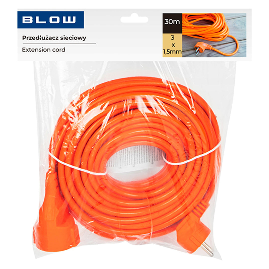 Blow Power Strip, orange, 30 m long, grounded outlet, PR-160