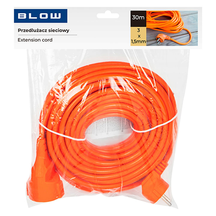 Blow Power Strip, orange, 30 m long, grounded outlet, PR-160
