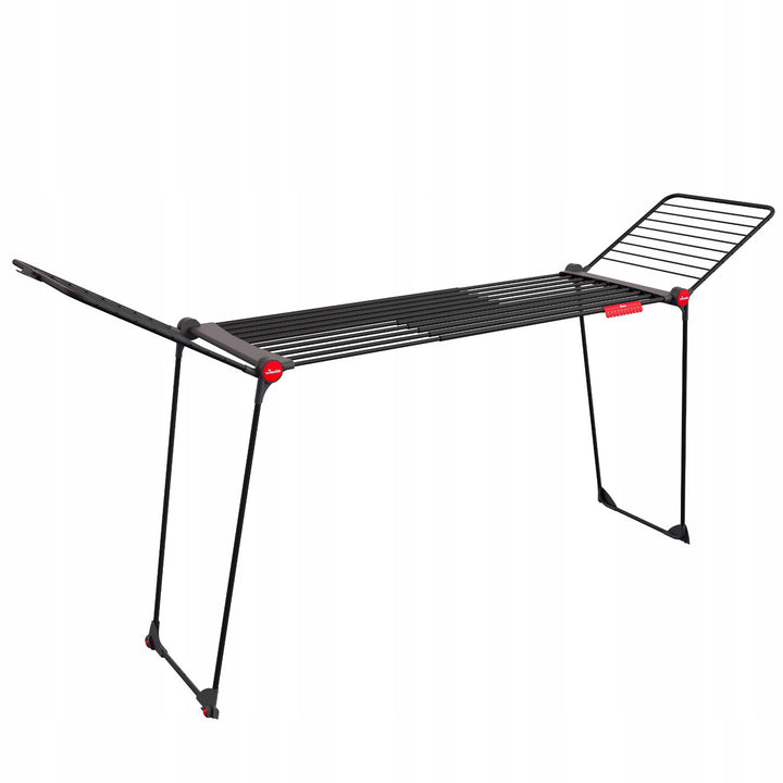 Vileda Infinity Flex Ultimate Clothes Drying Rack, black, up to 30 m of drying space, extendable, raised frame, laundry hooks, built-in casters, 179620