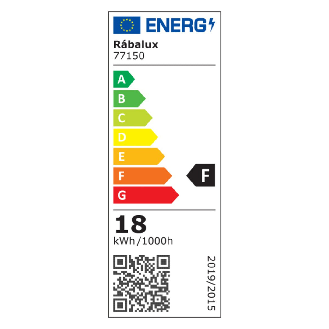 Rabalux Rapla2 LED 18W Light, Black, IP65, Energy Efficiency Class F, Color Temperature Adjustment: 2700, 4000, 6500 K, 77150, 2 pieces